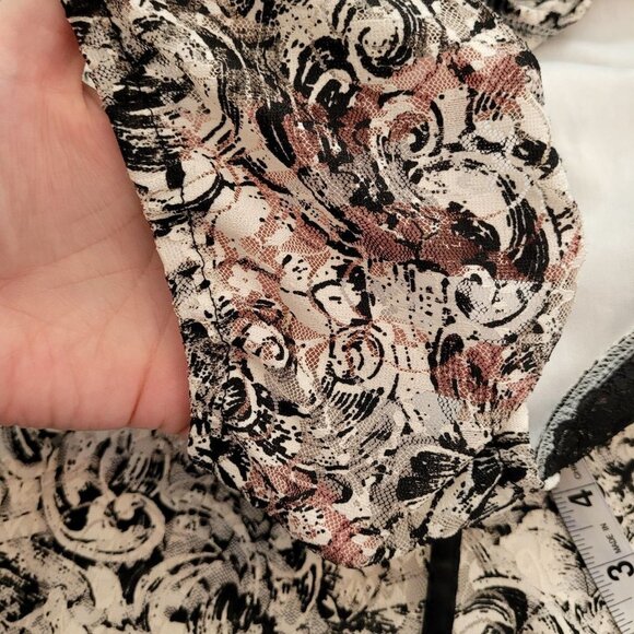 Lane Bryant black and white Floral lace overlay cap sleeve Blouse size 22 24 - Picture 5 of 8